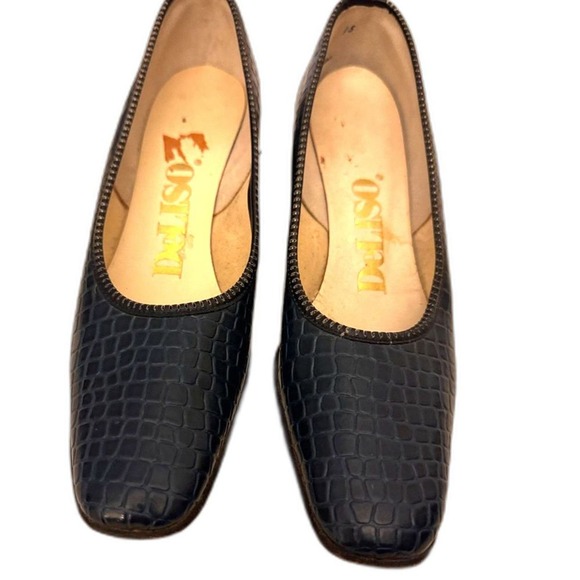 VINTAGE* RARE sz 6 DeLiso Blue Gator-embossed Go-Go Heels Retro PumpsShoes … - Picture 2 of 13